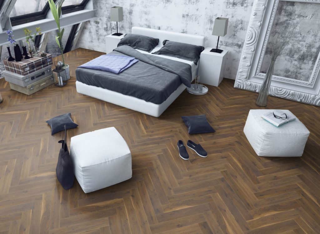 Coffee Oak Herringbone flooring for your bedroom