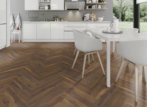 Coffee Oak Herringbone flooring for your dining room