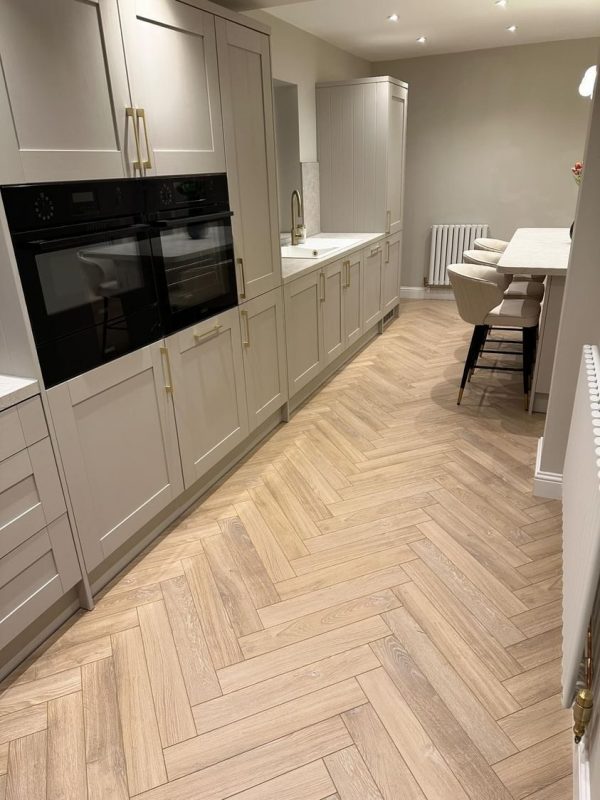 Desert oak herringbone in kitchen