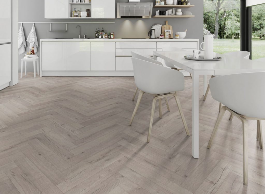 Oak Robust Grey Herringbone flooring for your kitchen