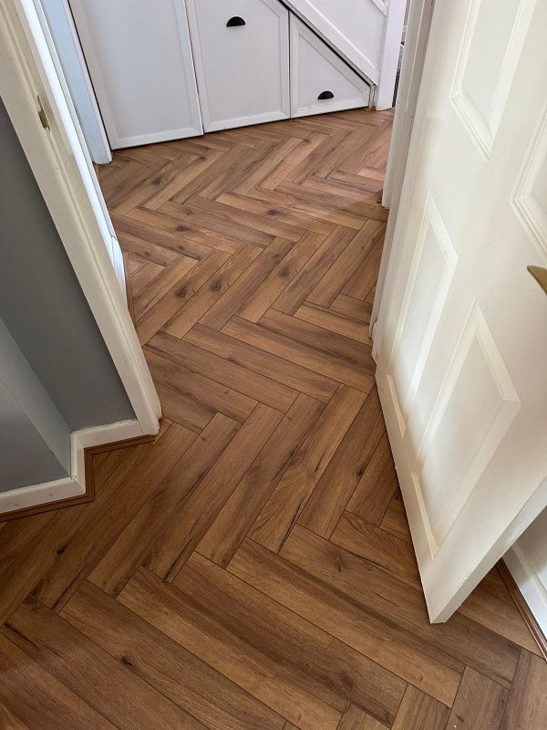 Oak robust fumed herringbone flooring