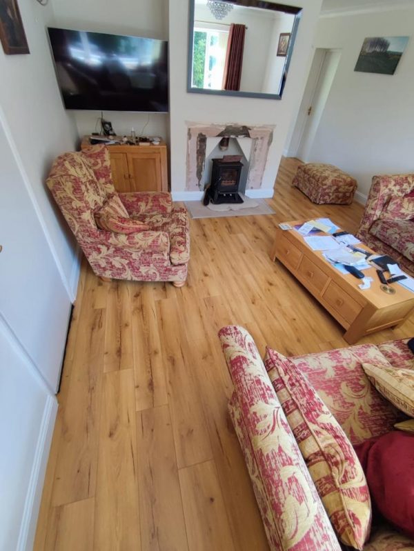 Oak robust natural plank flooring in living room