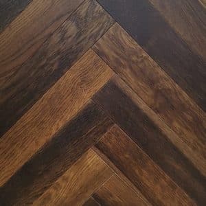 Oak Double Smoked Herringbone Flooring close up