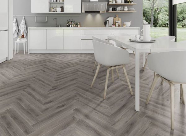 Rustic Grey Oak Herringbone flooring