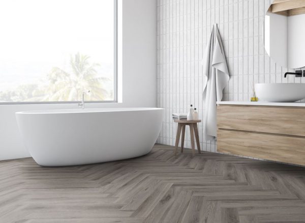 Rustic Grey Oak Herringbone flooring for your bathroom