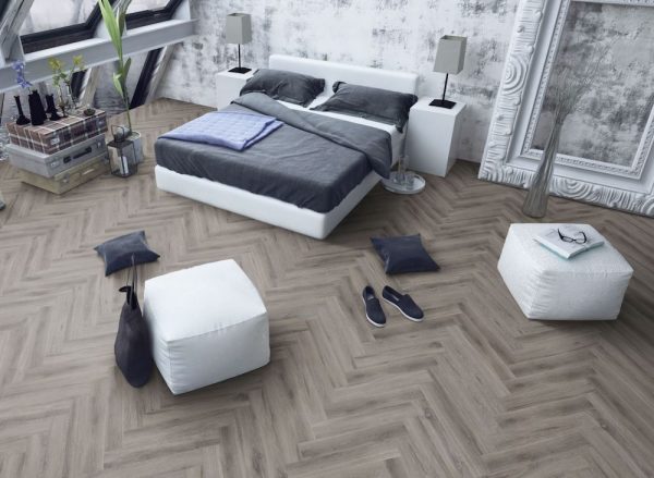 Rustic Grey Oak Herringbone flooring for your bedroom