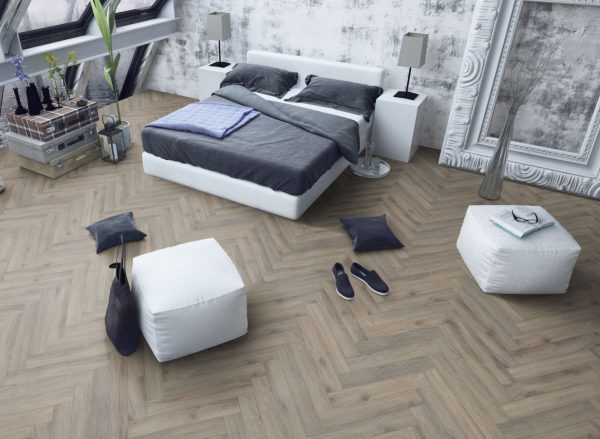 Volcanic Oak Herringbone flooring for your bedroom