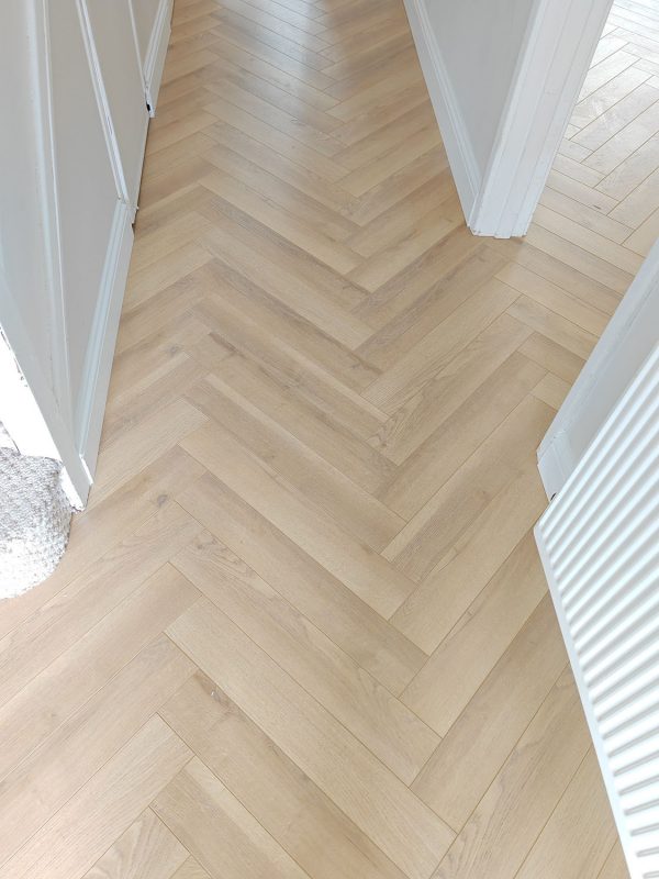 Warren oak herringbone flooring in hallway