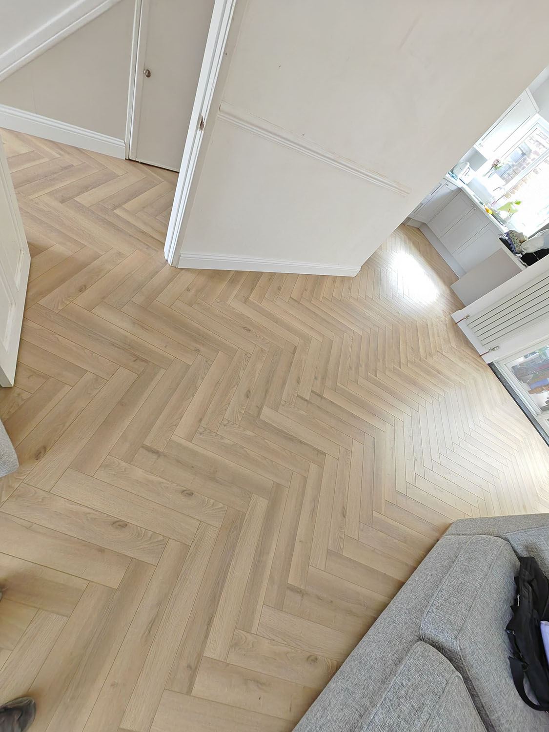 Warren oak herringbone living room