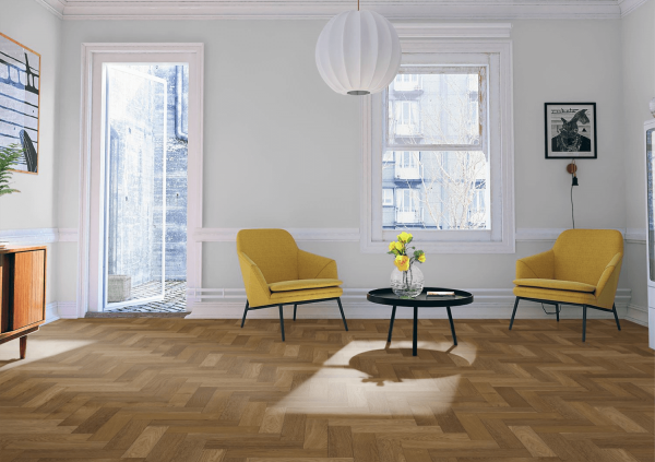 P3-HER-HO Harvest Oak Herringbone dining room flooring