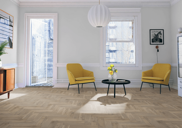 P3-HER-PG Pearl Grey Oak Herringbone flooring Lifestyle 2