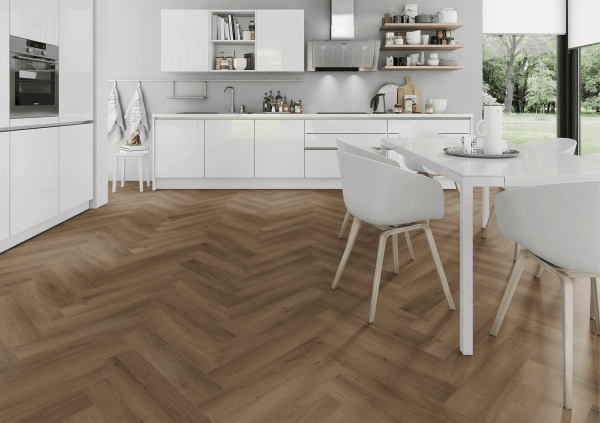 SPC-HER-TO Truffle Oak Herringbone flooring