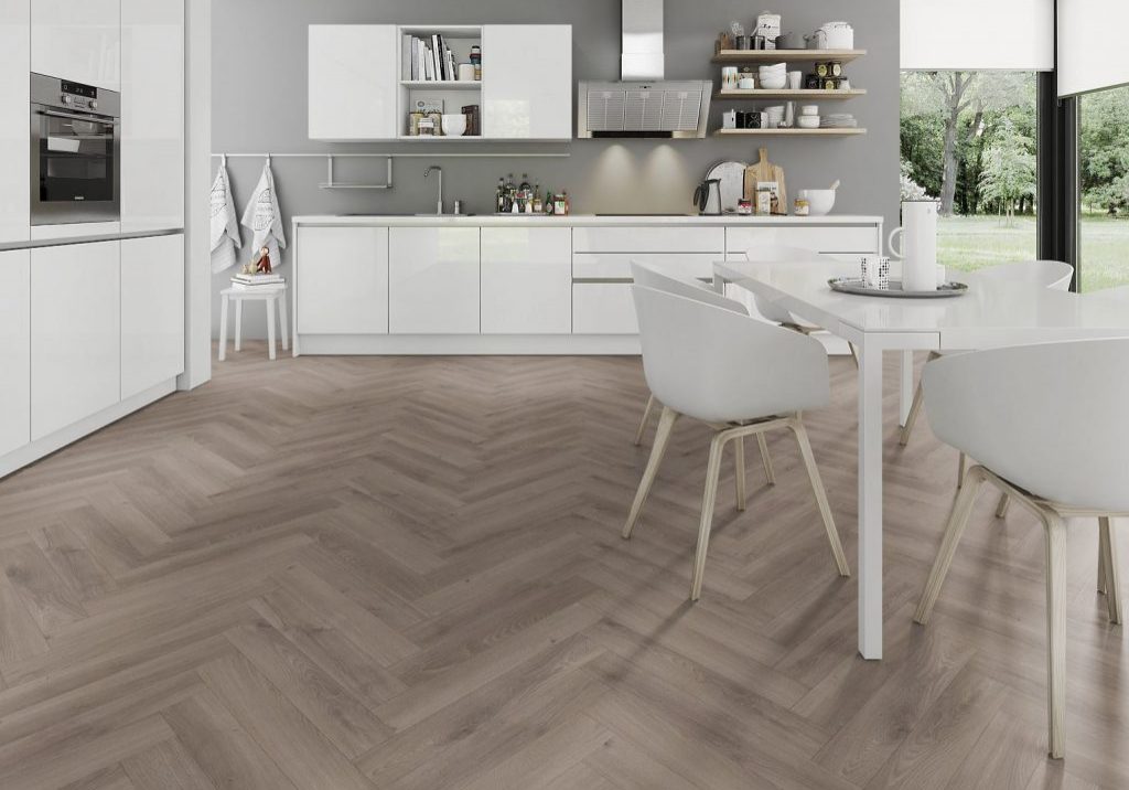 Riverbed oak Herringbone flooring in your kitchen